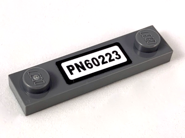 Lego Plate, Modified 1 x 4 with 2 Studs without Groove with 'PN60223' Pattern (Sticker) - Set 60223