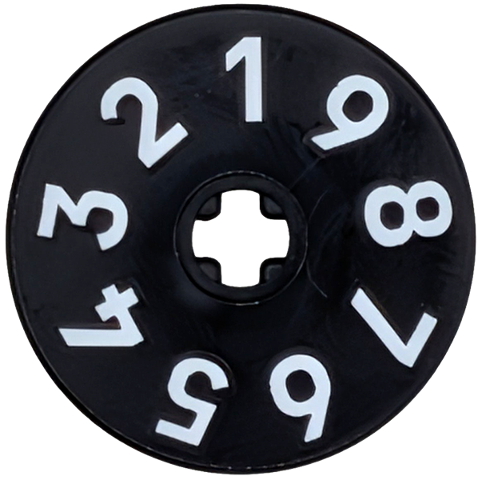 Lego Technic, Disk 3 x 3 with White Numbers 1 to 9 Pattern / Black