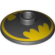 Lego Dish 2 x 2 Inverted [Radar] with Black Batman Logo on Yellow Background / Black