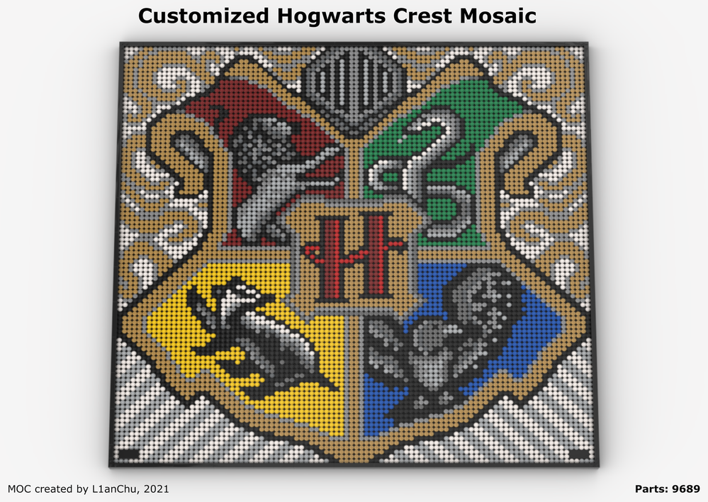 Lego Customized Hogwarts Crest Mosaic