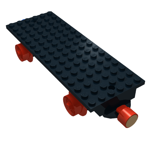 Lego Train Base 6 x 16 Type I with Wheels and Red and Blue Magnets