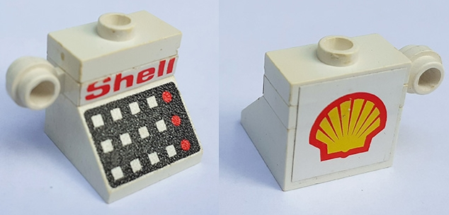 Lego Stickered Assembly 2 x 2 x 1 2/3 with Red 'Shell' and Logo Pattern Model Left Side (Stickers) - Set 6371