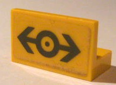 Lego Panel 1 x 2 x 1 with Train Logo Dark Gray Medium Pattern (Sticker) - Set 2150 / Yellow