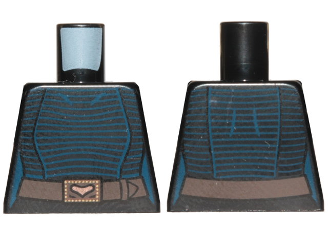 Lego Torso Female Dark Blue Stripes with Belt Pattern (SW Barriss Offee) / Black
