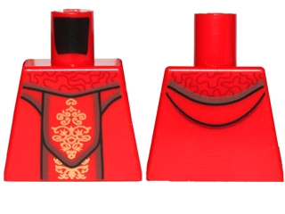 Lego Torso SW Female Dress with Gold Ornaments Pattern (SW Queen Amidala) / Red