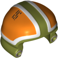 Lego Helmet Ground Crew with Orange and White Panels and Silver Circles Print