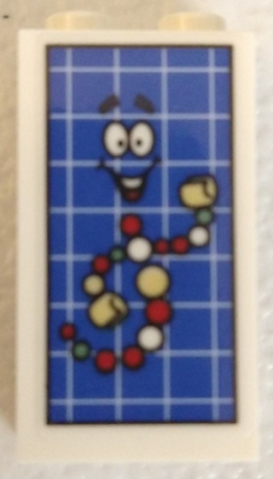 Lego Panel 1 x 2 x 3 with Side Supports - Hollow Studs with Mr. DNA on Blue Computer Screen with Grid Pattern (Sticker) - Set 76961
