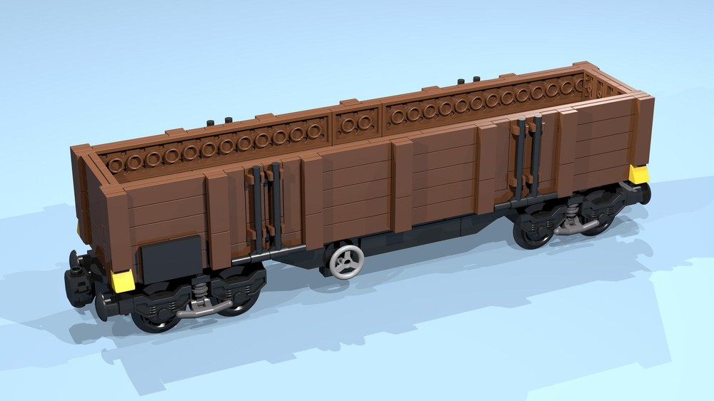 Lego 8-Wheel Open Wagon (SNOT, brown, 5 studs high)