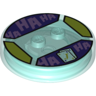 Lego Function Brick Round 4 x 4 x 2/3 with 2 Studs and Playing Cards and Medium Lavender 'HA HA' Print / Trans-Light Blue