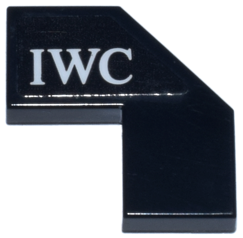 Lego Tile, Modified Facet 2 x 2 with White 'IWC' Logo Pattern Model Right Side (Sticker) - Set 77244