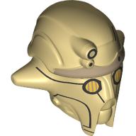 Lego Minifig Head Special, Droid (Huyang) with Gold Eyes, Black Lines Print
