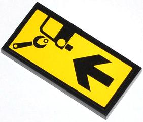 Lego Tile 2 x 4 with Wrench, Car and Black Arrow Pattern (Sticker) - Set 4207 / Black