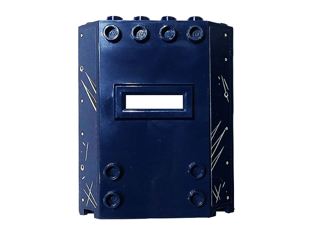 Lego Panel 2 x 6 x 6 with Window Slot with Scratches and Rivets Pattern (Stickers) - Set 75931 / Dark Blue