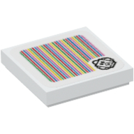 Lego Tile 2 x 2 with Foo and Barcode Print (Sticker) / White