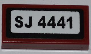 Lego Tile 1 x 2 with 'SJ 4441' Pattern (Sticker) - Set 4441