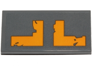 Lego Tile 2 x 4 with Yellow L Shaped Worn Stripes Pattern Type 2 (Sticker) - Set 75171 / Dark Bluish Gray
