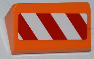 Lego Slope 30 1 x 2 x 2/3 with Red and White Danger Stripes Pattern Model Right Side (Sticker) - Set 4434