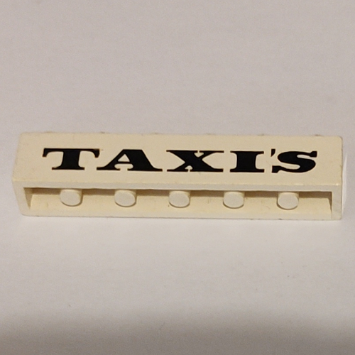 Lego Brick 1 x 6 with 'TAXI'S' Serif Bold Black Print