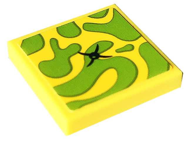 Lego Tile 2 x 2 with Cushion with Lime Splotches and Black Button Pattern (Sticker) - Set 41703 / Yellow