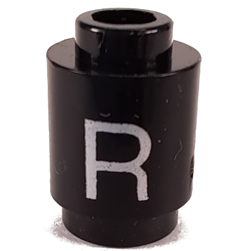 Lego Brick Round 1 x 1 with Letter 'R' Print