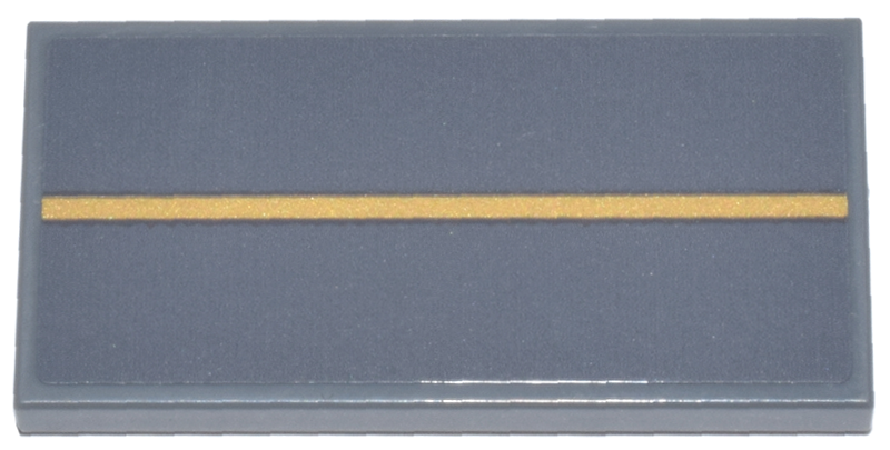 Lego Tile 2 x 4 with Thin Gold Line Pattern (Sticker) - Set 75385 / Dark Bluish Gray