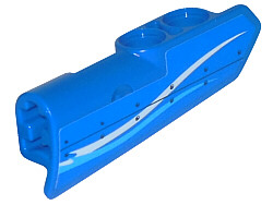 Lego Technic, Panel Fairing #21 Very Small Smooth, Side B with White and Blue Curved Stripes and Rivets Pattern (Sticker) - Set 42025