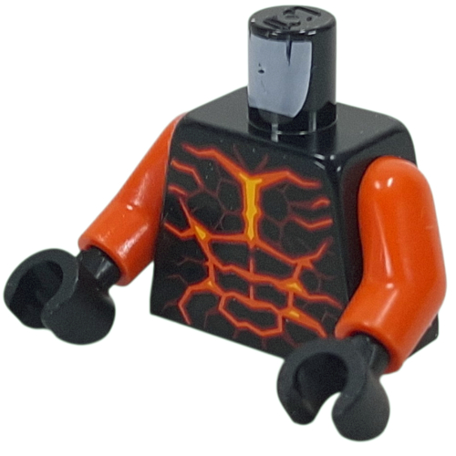 Lego Torso, Orange/Yellow Lava Patterns print, Orange Arms, Black Hands / Black
