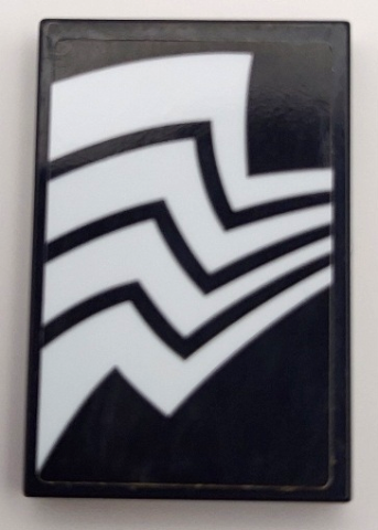 Lego Tile 2 x 3 with 4 White Zigzag Stripes / Spider Legs (Venom) Pattern Model Right Side (Sticker) - Set 76115 / Black