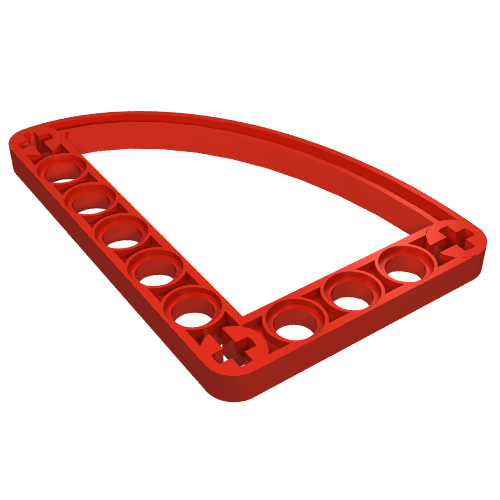 Lego Technic Beam 5 x 7 L-Shape with Quarter Ellipse Thin / Red