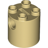 Lego Brick Round 2 x 2 x 2 Robot Body, Axle Holder '+' Orientation / Tan