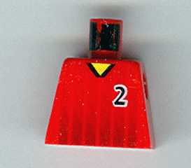Lego Torso Soccer Black Fading Stripes and Number 2 Front and Back Pattern / Red