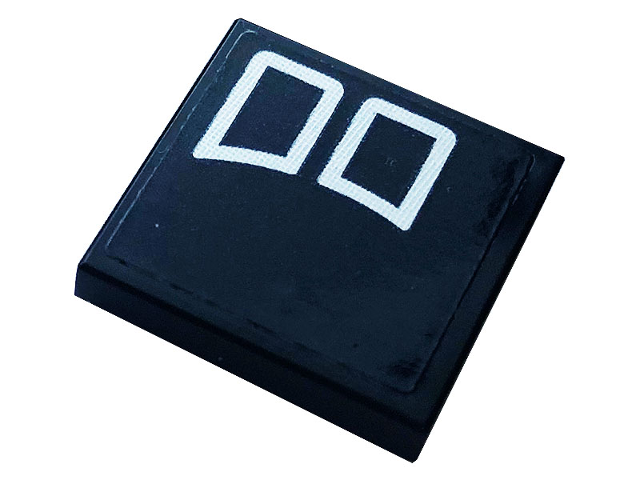Lego Tile 2 x 2 with White Curved Squares Pattern Model Left Side (Sticker) - Set 42110 / Black