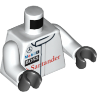 Lego Torso Racing Jacket, Mercedes, Mobil 1, BOSS, and SANTANDER Logos Print, White Arms, Black Hands