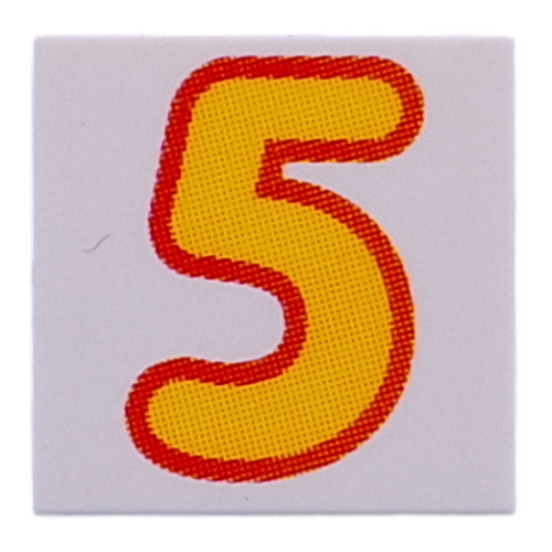 Lego Tile 2 x 2 with Bright Light Orange '5' Print