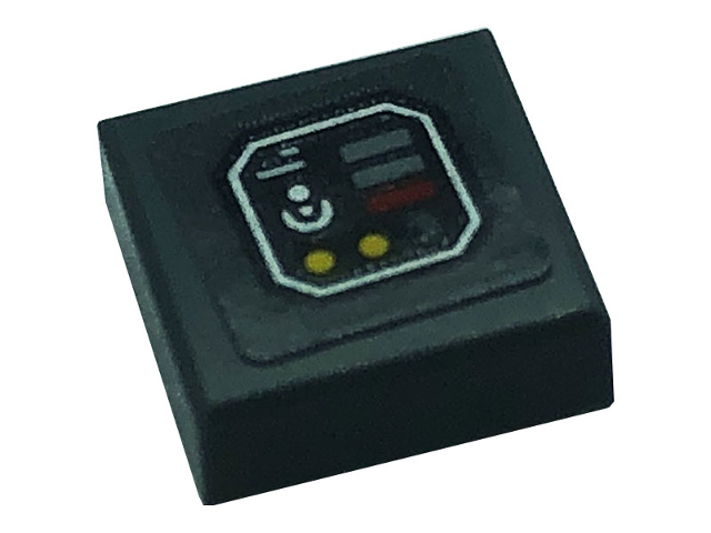 Lego Tile 1 x 1 with Lever, Yellow Buttons, Red and Light Bluish Gray Rectangles Pattern (Sticker) - Set 76161