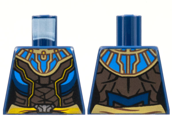Lego Torso Female Armor, Blue Mantle, Dark Brown Center Panel, Yellow Trim and Belt, Silver Buckle Pattern / Dark Blue