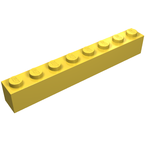 Lego Brick 1 x 8 with Bottom Tubes and 3 Lowered Cross Supports / Yellow