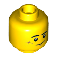 Lego Minifig Head Jack Davids, Eyebrows, Scar on Cheek, Smile / Scared Print / Yellow