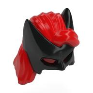 Lego Hair and Mask, Batwoman Cowl, Long Red Hair on Top Pattern / Red