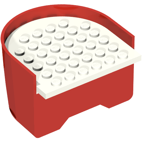 Lego Boat Hull Section, Stern 6 x 6 x 3 1/3 with White Deck / Red