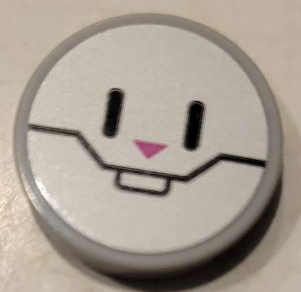 Lego Tile, Round 2 x 2 with Bottom Stud Holder with Bunny / Rabbit Face with Black Lines and Bright Pink Triangle Pattern (Sticker) - Set 75973
