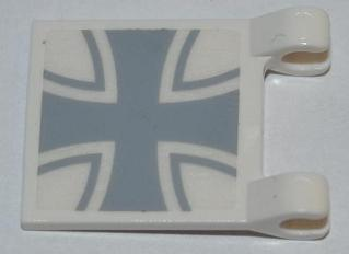 Lego Flag 2 x 2 Square with Flat Edge with Iron Cross Pattern (Sticker) - Set 7198