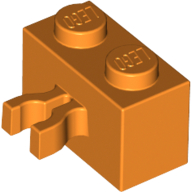 Lego Brick Special 1 x 2 with Vertical Clip [Thick U Clip] / Orange