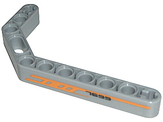Lego Technic, Liftarm, Modified Bent Thick 1 x 11.5 Double with Orange Stripes and '7699' Pattern Model Right (Sticker) - Set 7699
