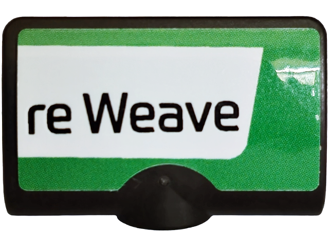 Lego Technic, Panel Curved 2 x 3 x 1 with 'reWeave' (CoreWeave) on White Background Pattern Model Right Side (Sticker) - Set 42240