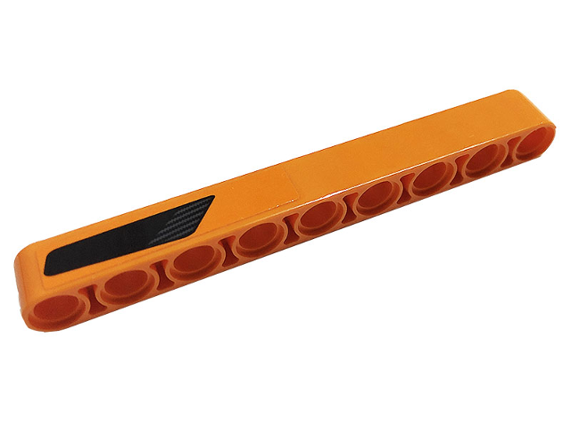 Lego Technic, Liftarm Thick 1 x 9 with Black Grille Air Vent Pattern Model Right Side (Sticker) - Set 42093 / Orange