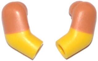 Lego Arm, (Matching Left and Right) Pair with Molded Nougat Short Sleeves  Pattern / Yellow
