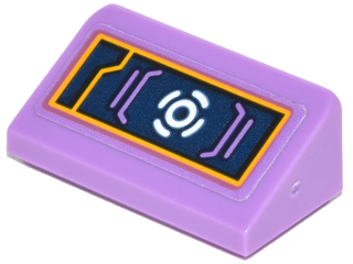 Lego Slope 30 1 x 2 x 2/3 with Digital Console with White Circle Pattern (Sticker) - Set 41230 / Medium Lavender