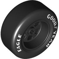 Lego Wheel Rim 50 with Black Slick Tyre with 'EAGLE', 'GOOD YEAR' Print