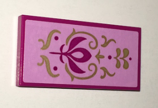 Lego Tile 2 x 4 with Magenta Crest and Gold Scrollwork Pattern (Sticker) - Set 41068